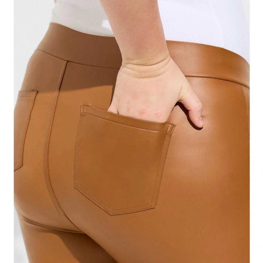 TORRID Full Length Signature Waist Faux Leather Slim Boot Legging In Camel